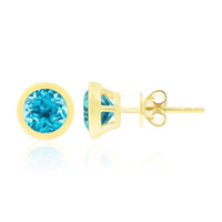 Boucles d'oreilles en or et Topaze bleu Suisse