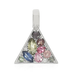 Pendentif en argent et Saphir vert non chauffé