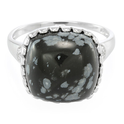 Bague en argent et Obsidienne Flocon-de-Neige