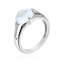 Bague en argent et Pierre de lune de Tanzanie
