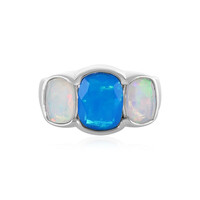 Bague en argent et Opale bleue d'Éthiopie