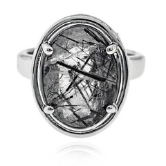 Bague en argent et Quartz rutile noir