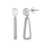 Boucles d'oreilles en argent et Pierre de lune bleue (KM by Juwelo)