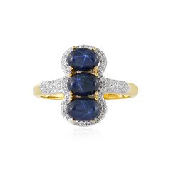 Bague en argent et Saphir étoilé bleu