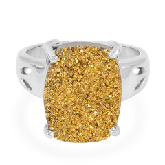 Bague en argent et Agate étincelante dorée