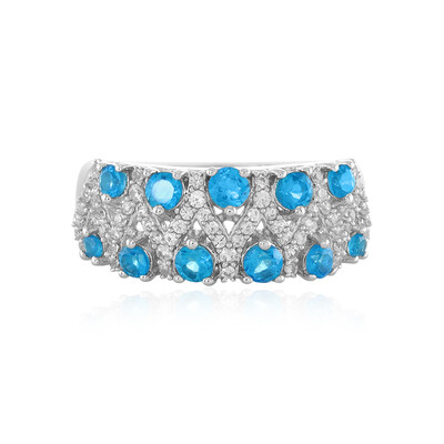 Bague en argent et Apatite bleu néon
