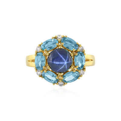 Bague en argent et Saphir étoilé bleu