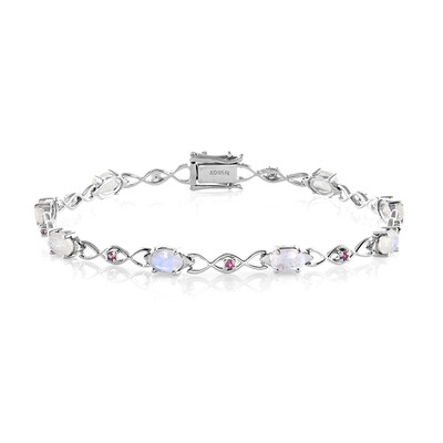 Bracelet en argent et Pierre de Lune arc-en-ciel