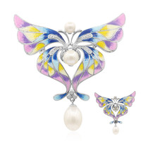 Broche en argent et Perle de culture d'eau douce