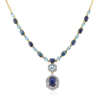 Collier en argent et Saphir étoilé bleu