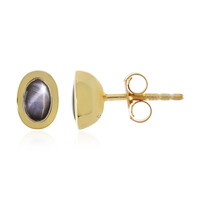 Boucles d'oreilles en argent et Saphir étoilé noir