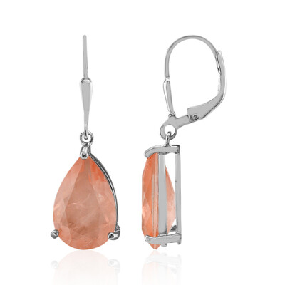 Boucles d'oreilles en argent et Quartz pêche pastel