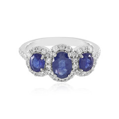 Bague en argent et Saphir bleu de Madagascar