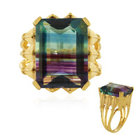 Bague en argent et Fluorite multicolore