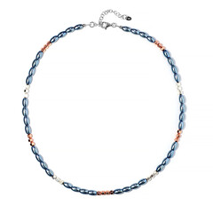 Collier en argent et Hématite bleu royal