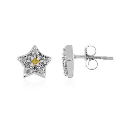 Boucles d'oreilles en argent et Diamant jaune I3