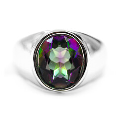 Bague pour homme en argent et Quartz mystique