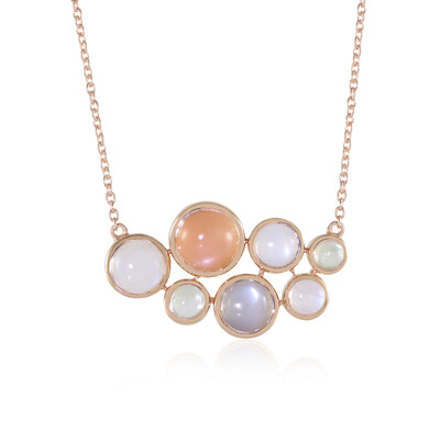 Collier en argent et Pierre de lune pêche (KM by Juwelo)