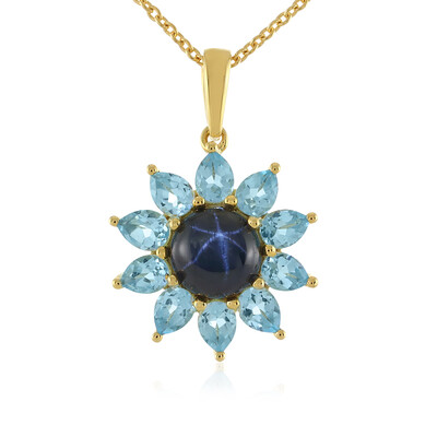 Collier en argent et Saphir étoilé bleu