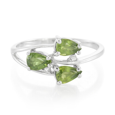 Bague en argent et Saphir vert AAA