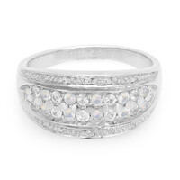 Bague en argent et Pierre de Lune arc-en-ciel