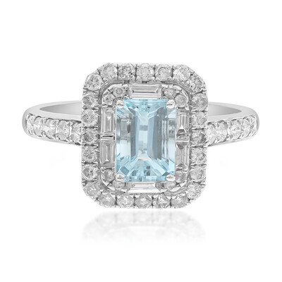 Bague en or et Aigue-Marine du Brésil AAA (AMAYANI)