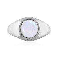 Bague en argent et Pierre de Lune arc-en-ciel