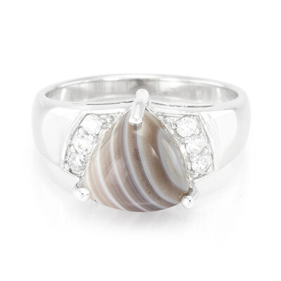 Bague pour homme en argent et Agate du Botswana