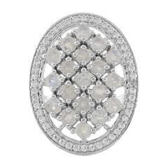 Bague en argent et Pierre de Lune arc-en-ciel
