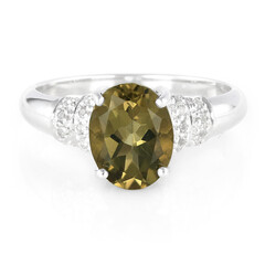 Bague en argent et Quartz olive