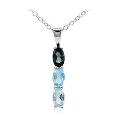 Collier en argent et Topaze bleu de Londres