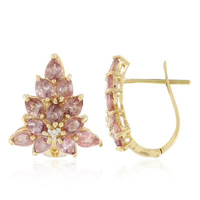 Boucles d'oreilles en or et Saphir Padparadscha non chauffé (AMAYANI)