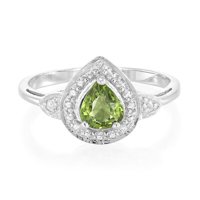 Bague en argent et Saphir vert AAA