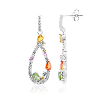 Boucles d'oreilles en argent et Saphir orange