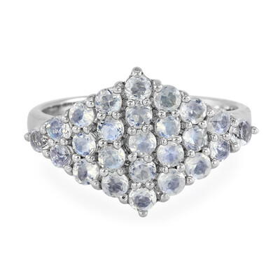 Bague en argent et Pierre de Lune arc-en-ciel