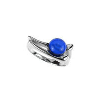 Bague en argent et Ambre bleue de Colombie