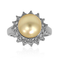 Bague en argent et Perle dorée des mers du Sud Kabira (TPC)