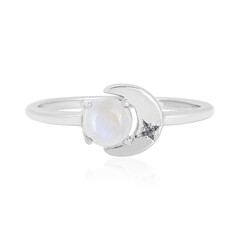 Bague en argent et Pierre de Lune arc-en-ciel