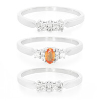 Bague en argent et Saphir Padparadscha