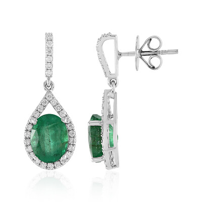 Boucles d'oreilles en or et Emeraude de Zambie