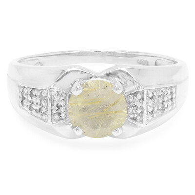 Bague pour homme en argent et Quartz rutile (Cheveux de Vénus)