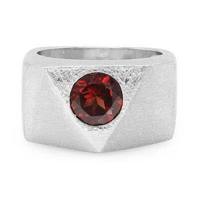 Bague pour homme en argent et Grenat du Mozambique (MONOSONO COLLECTION)