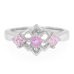 Bague en argent et Saphir rose de Ceylan
