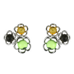 Boucles d'oreilles en argent et Ambre verte de Colombie