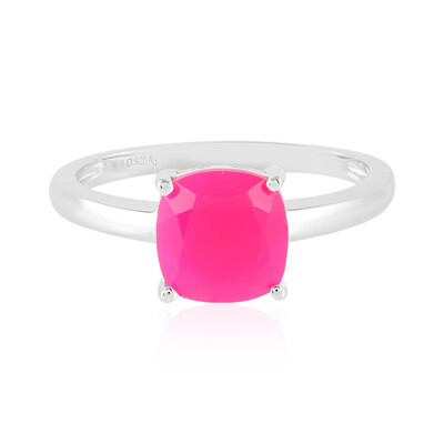 Bague en argent et Calcedoine framboise