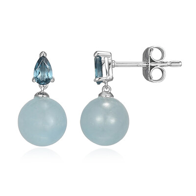 Boucles d'oreilles en argent et Aigue-marine