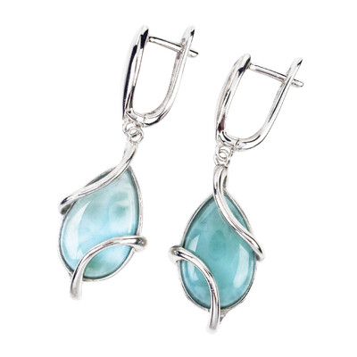 Boucles d'oreilles en argent et Larimar