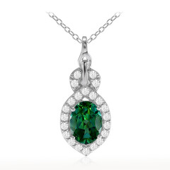 Collier en argent et Topaze vert papillon