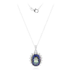 Collier en argent et Quartz mystique bleu