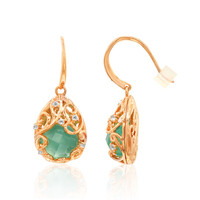 Boucles d'oreilles en argent et Calcédoine verte